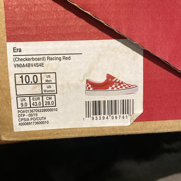 Checkerboard (Racing Red) Vans Size 10 - Picture 5 of 5